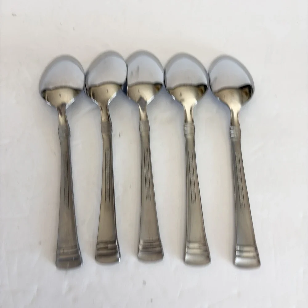 Set of 5 Cambridge Codie Sand Frost Stainless Teaspoons Flatware  6
